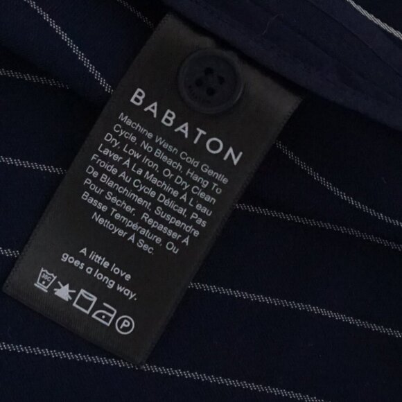 Aritzia Babaton New Kahlo Navy w White Stripes Robe Wrap Jacket Dress S - Picture 14 of 14